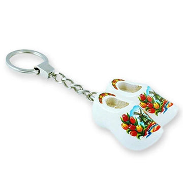 Buy white Keychains- Double Wooden Shoe