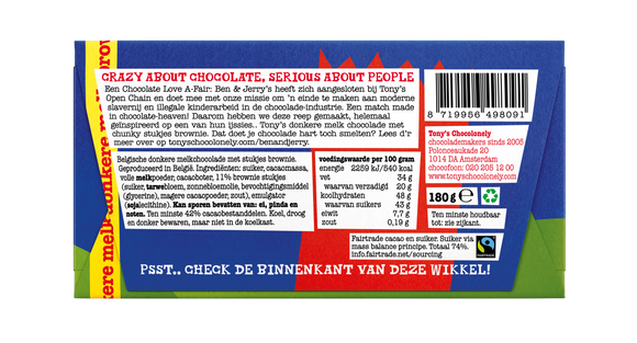 Tony's Chocolonely Bars Dark Brownie 180 g - Dutchy's European Market