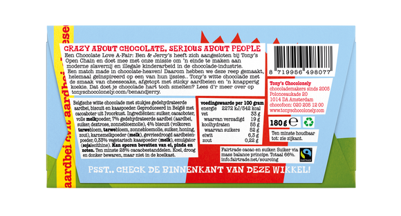 Tony's Chocolonely Bars White Strawberry Cheesecake 180 g - Dutchy's European Market